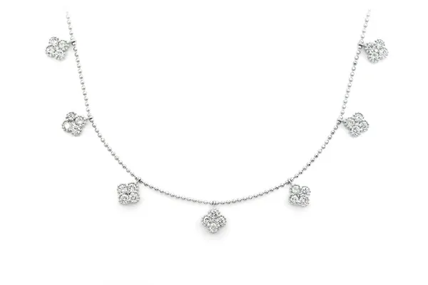 CLOVER DIAMOND NECKLACE 14K SOLID GOLD 1.75CTW