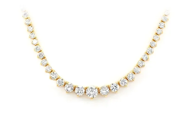 GRADUATED DIAMOND RIVIERA NECKLACE 14K SOLID GOLD 3.00CTW
