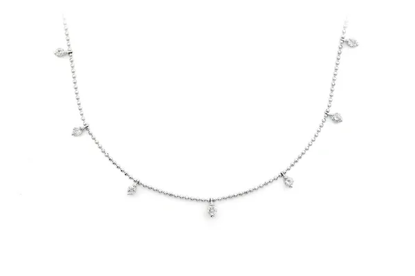 13 STONE DIAMOND NECKLACE 14K SOLID GOLD 0.50CTW