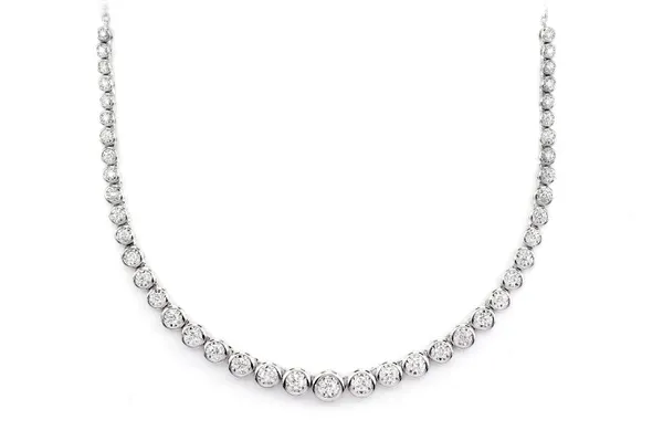 GRADUATED MIRACLE SET BEZEL DIAMOND TENNIS NECKLACE 14K SOLID GOLD 0.85CTW