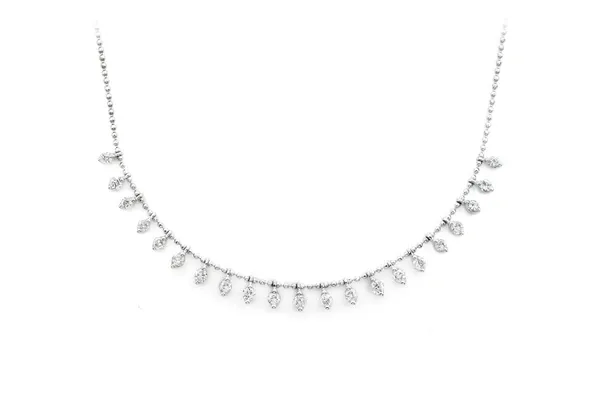 21 STONE DIAMOND NECKLACE 14K SOLID GOLD 0.75CTW