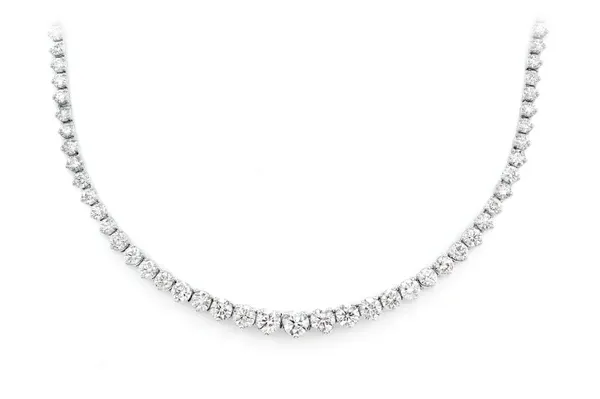 TRI PRONG SET DIAMOND NECKLACE 14K SOLID GOLD 7.10CTW