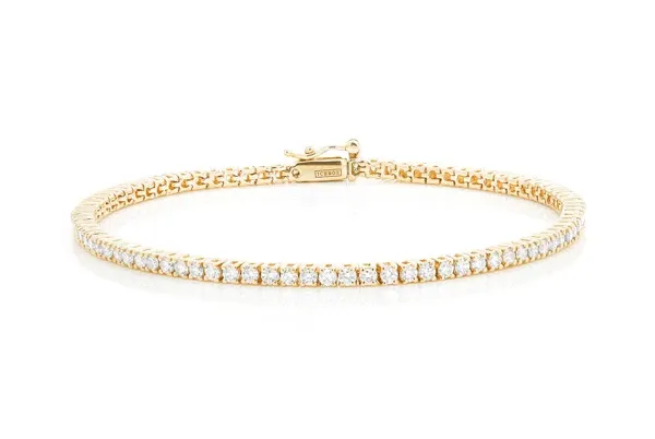 2PT PRONG SET DIAMOND TENNIS BRACELET 14K SOLID GOLD 2.00CTW