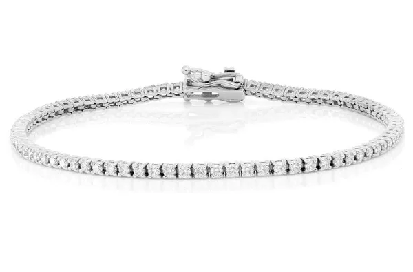 2PT PRONG SET DIAMOND TENNIS BRACELET 14K SOLID GOLD 2.00CTW