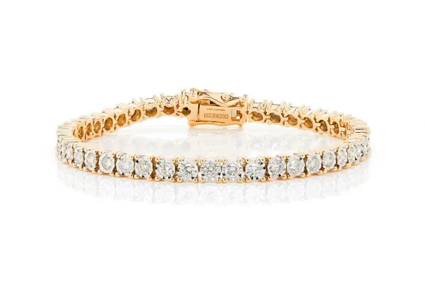 9PT MIRACLE SET DIAMOND TENNIS BRACELET 14K SOLID GOLD 4.50CTW