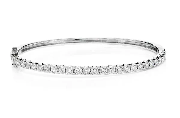 DIAMOND HINGED BANGLE BRACELET PLATINUM 2.50CTW