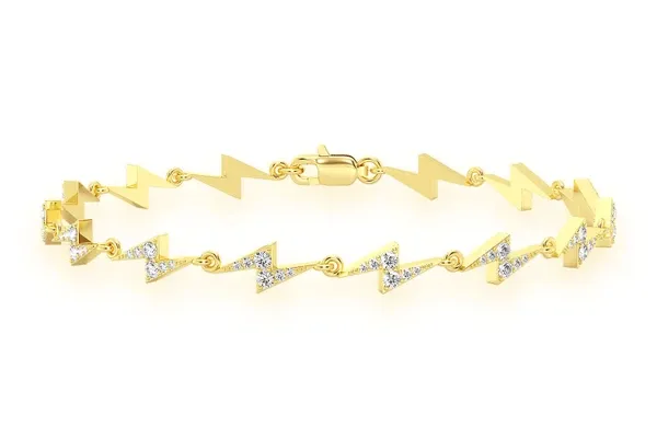 LIGHTNING BOLT ETERNITY DIAMOND BRACELET 14K SOLID GOLD 1.25CTW
