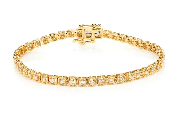 SQUARE ROPE LINK DIAMOND BRACELET 14K SOLID GOLD 1.10CTW