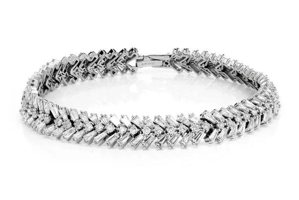 FANCY BAGUETTE AND ROUND DIAMOND BRACELET 14K 1.50CTW