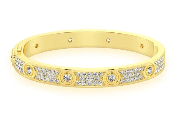 FULL DIAMOND ETERNITY DIAMOND BANGLE 14K SOLID GOLD 6.05CTW