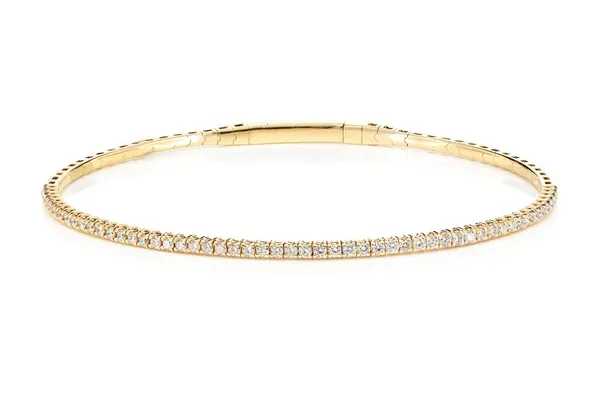 PRONG SET DIAMOND FLEX TENNIS BANGLE BRACELET 14K SOLID GOLD 0.70CTW
