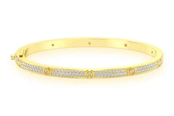 THIN SIGNATURE ETERNITY DIAMOND BANGLE 14K SOLID GOLD 2.35CTW