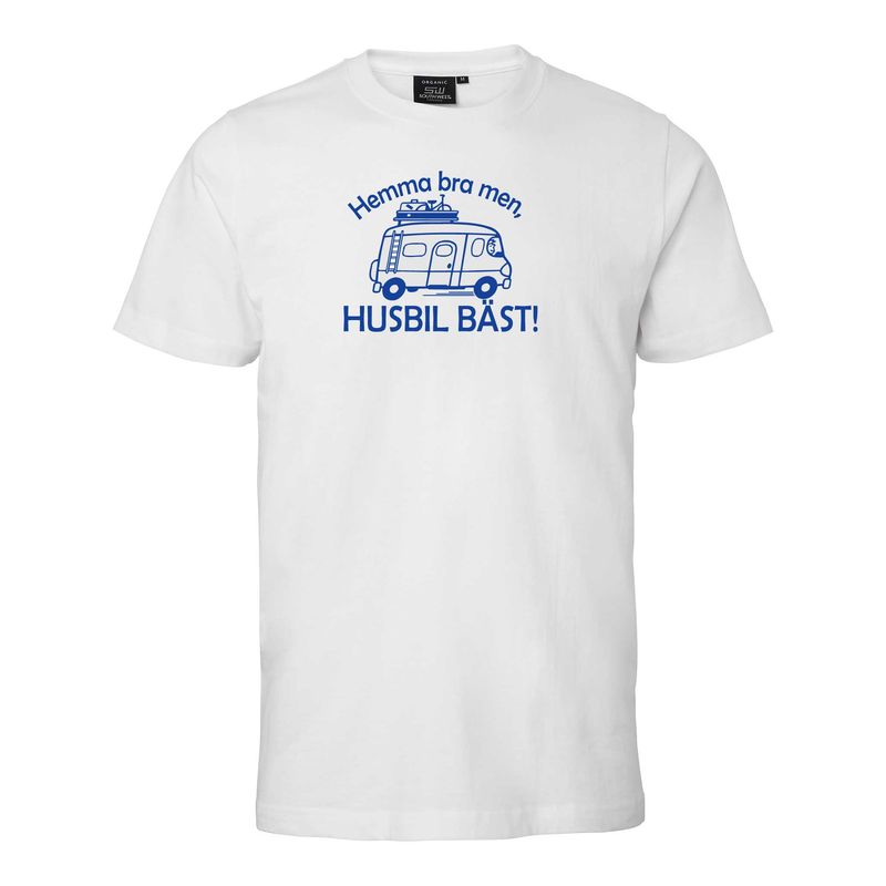 T-shirt med tryck "Hemma bra men husbil bäst"