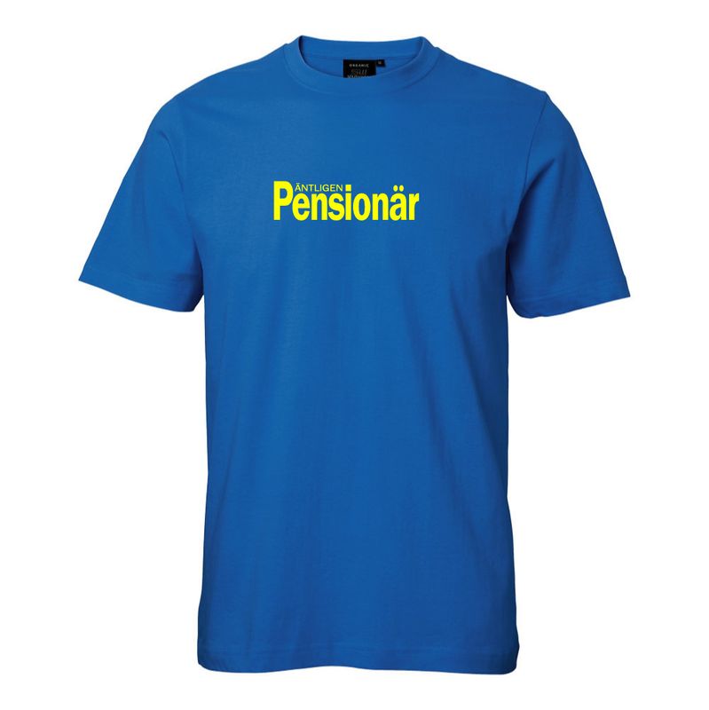T-shirt med tryck "Äntligen pensionär "