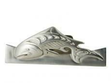 Native Salmon Pewter Business Card Holder Native Salmon Pewter Business Card Holder