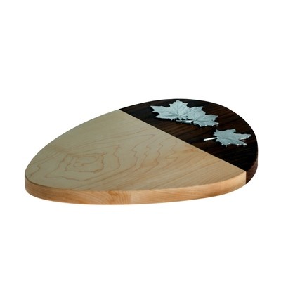 Maple Cheese board with pewter maple leaves Maple Cheese board with pewter maple leaves