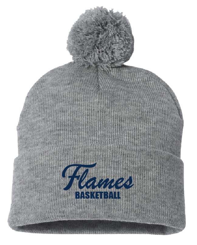 (09) Flames Bkb Pom-Pom 12" Knit Beanie (SP15)