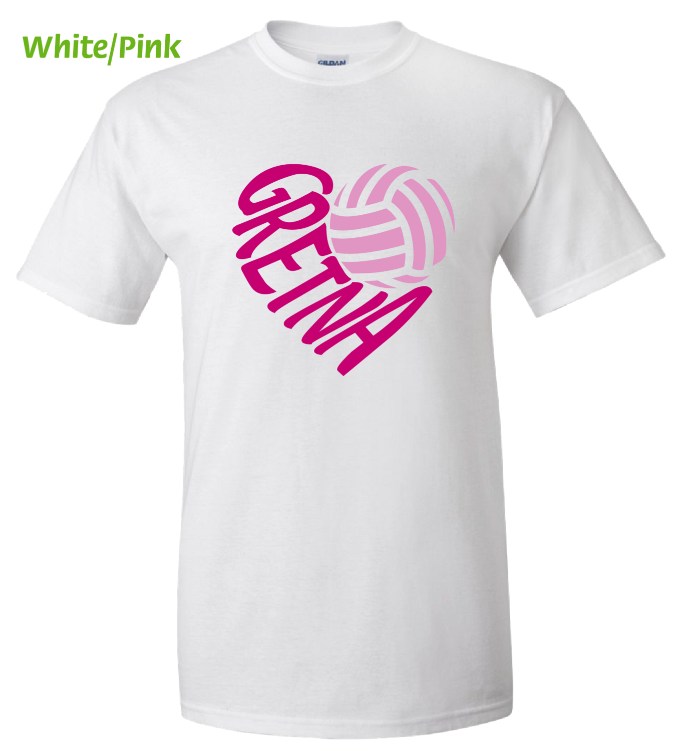 (D76-P) Dragons Volleyball Heart PINK OUT Short Sleeve Tee