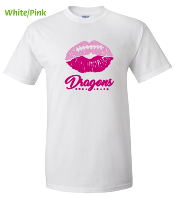(D41-P) Dragons Football Lips PINK OUT Short Sleeve Tee