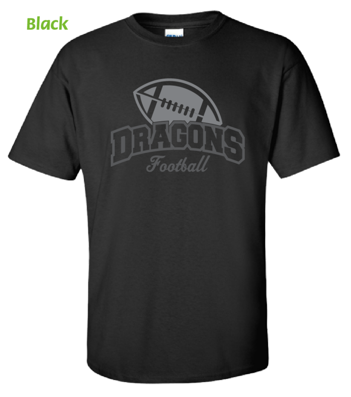 (D40-K) Dragons Football BLACK OUT Short Sleeve Tee