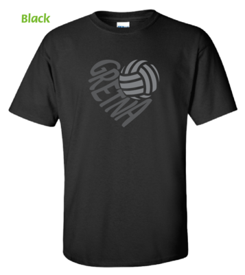 (D76-K) Dragons Volleyball Heart BLACK OUT Short Sleeve Tee