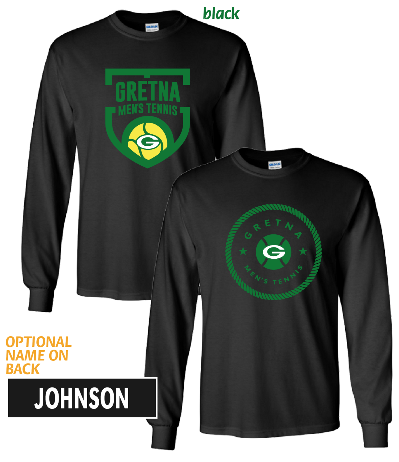 (02) Gretna Mens Tennis Long Sleeve Cotton Tee