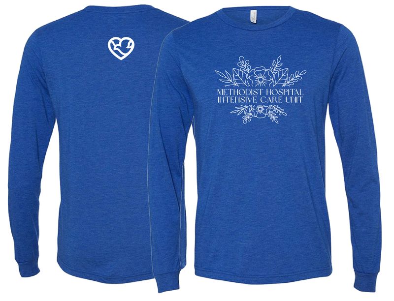 MH ICU White Flowers Bella TriBlend LONG SLEEVE Tee