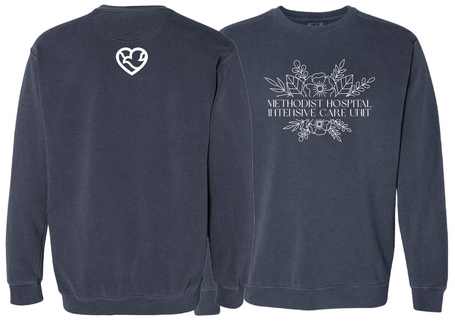 MH ICU White Flowers ComfortColors Crewneck