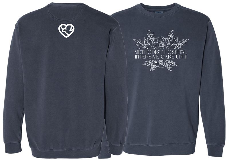 MH ICU White Flowers ComfortColors Crewneck