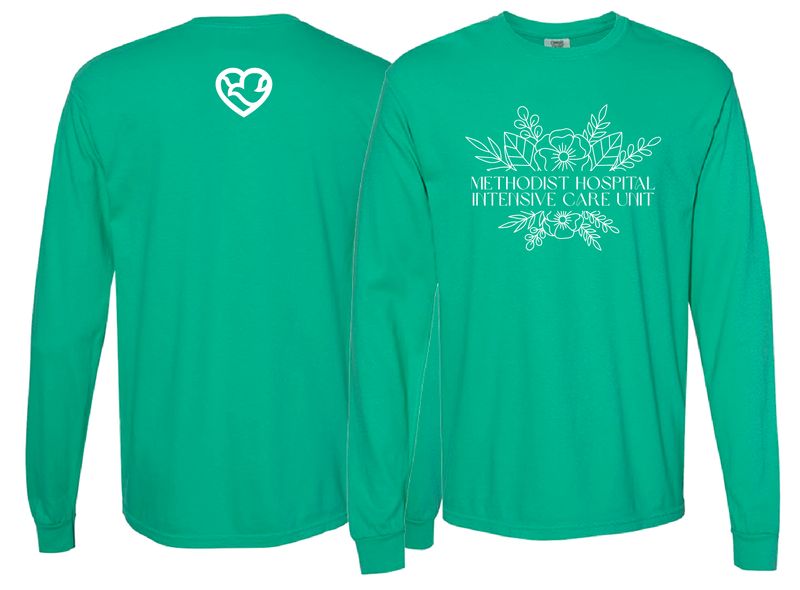 MH ICU White Flowers ComfortColors LONG SLEEVE Tee