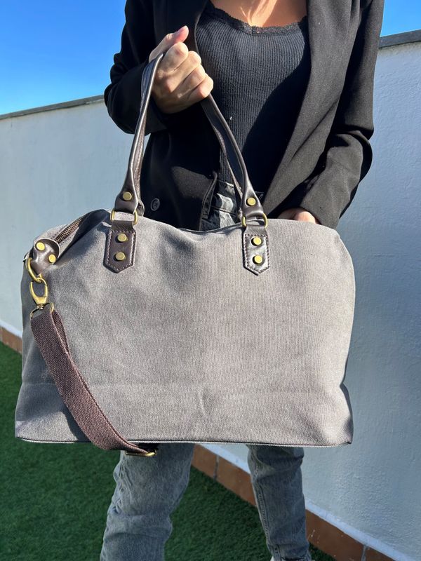 Bolso Tote Lona Gris