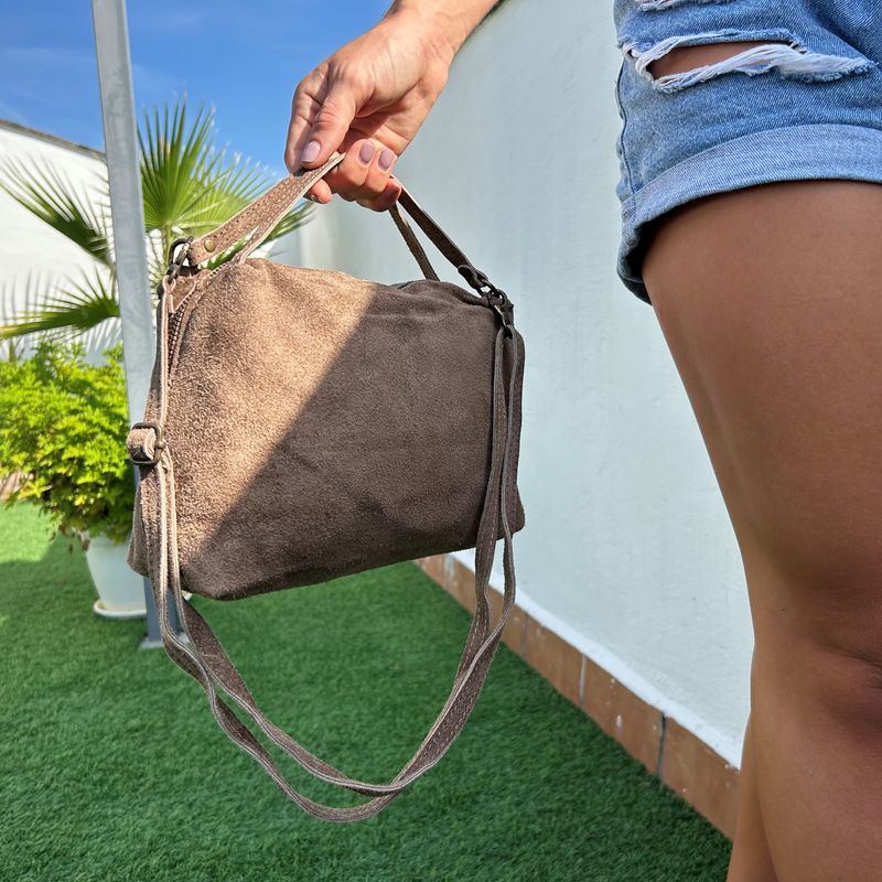 Bolso Ovalado Doble Asa Taupe