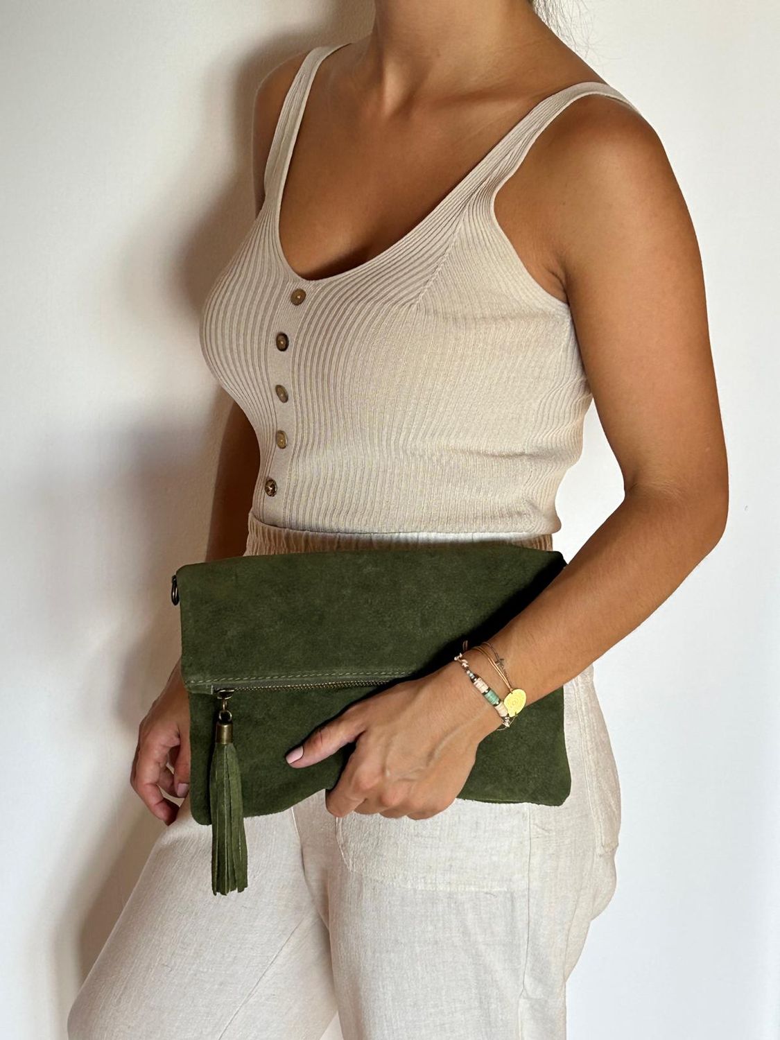 Bolso saco doblado ante caqui