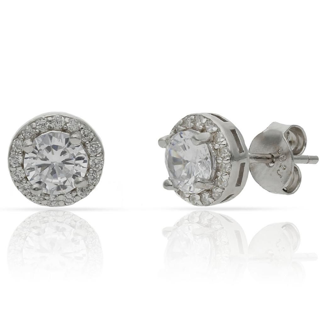 Pendientes circonita Plata de Ley 7 MM