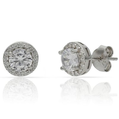 Pendientes circonita Plata de Ley 7 MM