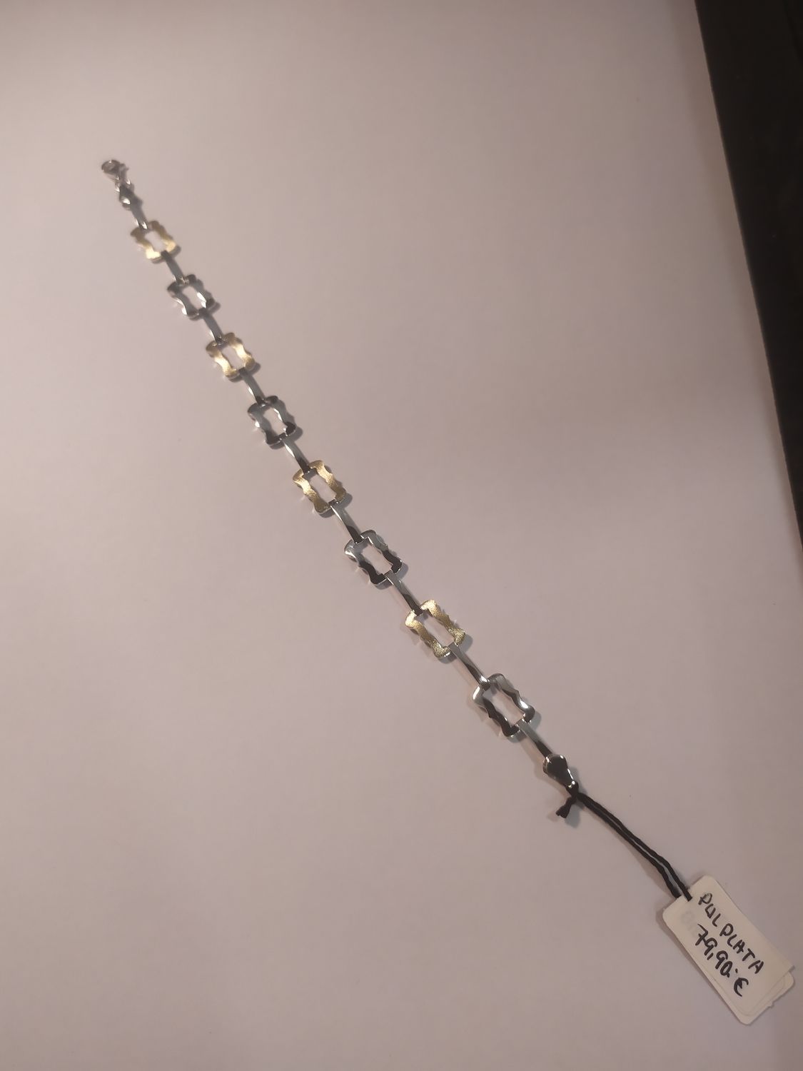 Pulsera Plata y Oro De Ley Mate/Brillo