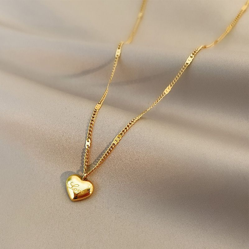 Collar corazón ACERO Chapado Oro de 18k