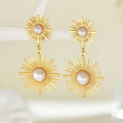 Pendientes acero chapado en Oro de 18 k