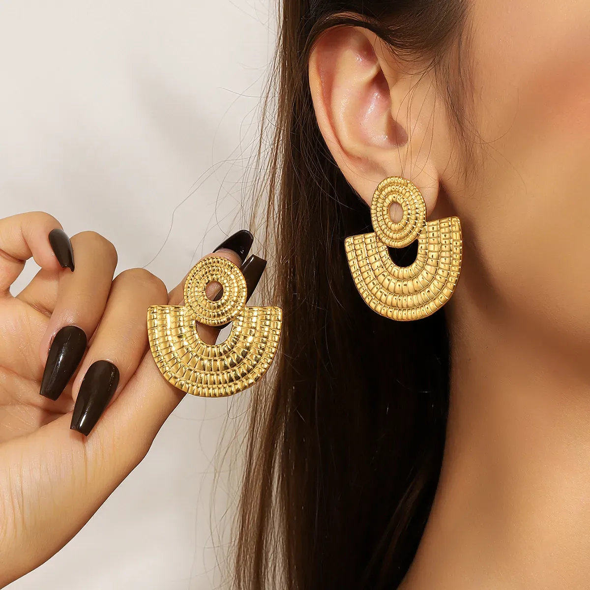 Pendientes acero chapado en Oro de 18k