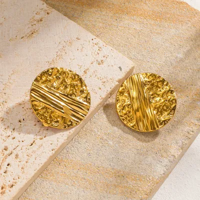 Pendientes Acero chapado en oro 18k Redondos