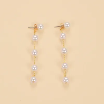 Pendientes acero chapado en Oro 18k con perlas