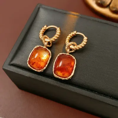 Pendientes acero chapado en oro de 18k vintage
