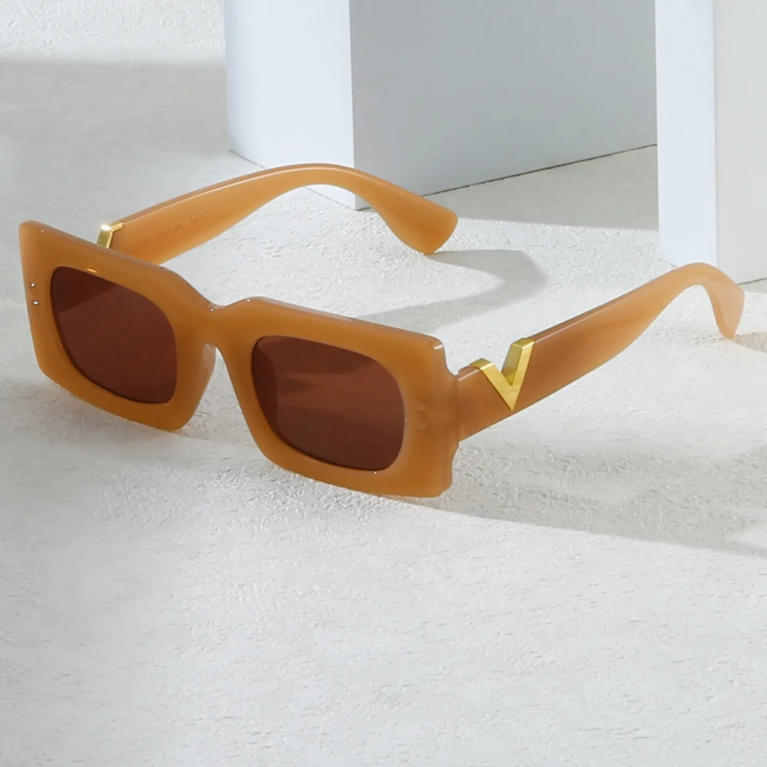 Gafas de sol señora cuadrada retro MARRÓN