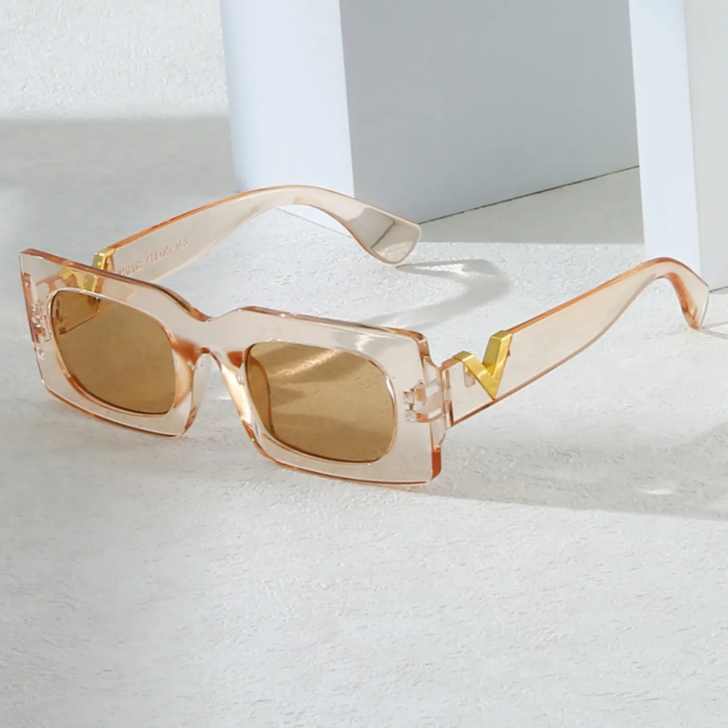 Gafas de sol señora cuadrada retro BEIGE