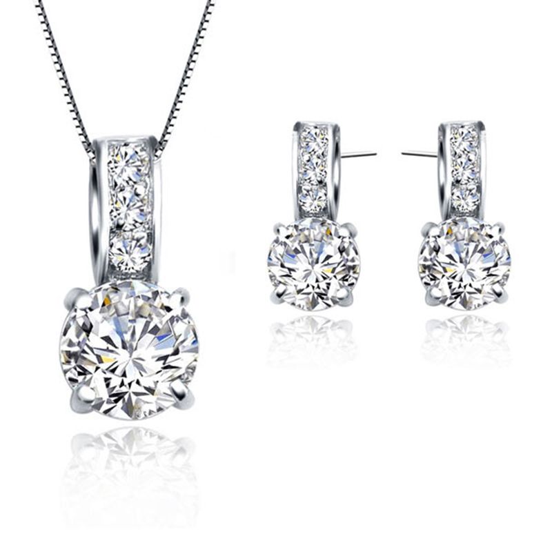 Conjunto "LUZ" -Collar + Pendientes de Plata de Ley 925