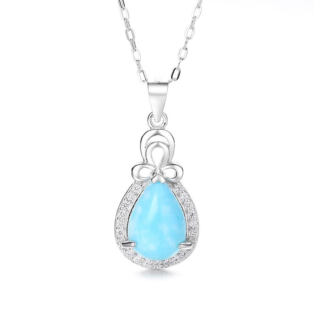 COLGANTE GOTA PLATA CON CIRCONAS AZUL