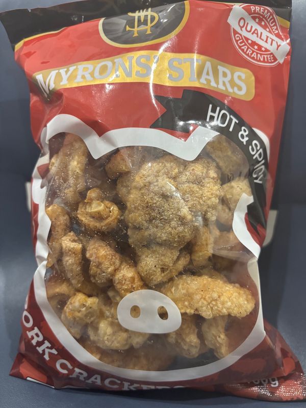 Myrons Stars Hot N Spicy Pork Crackers 150g