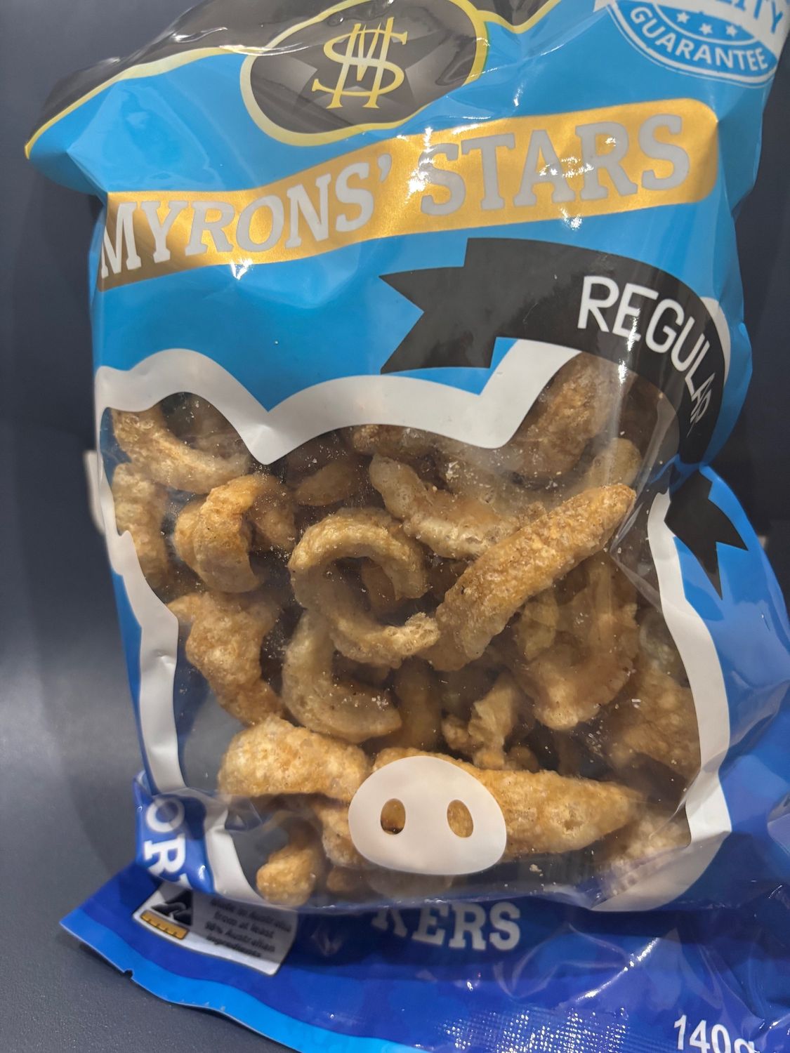 Myrons Stars Regular Pork Crackers 140g
