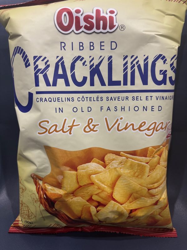 Oishi Ribbed Cracklings Salt &amp; Vinegar 90g