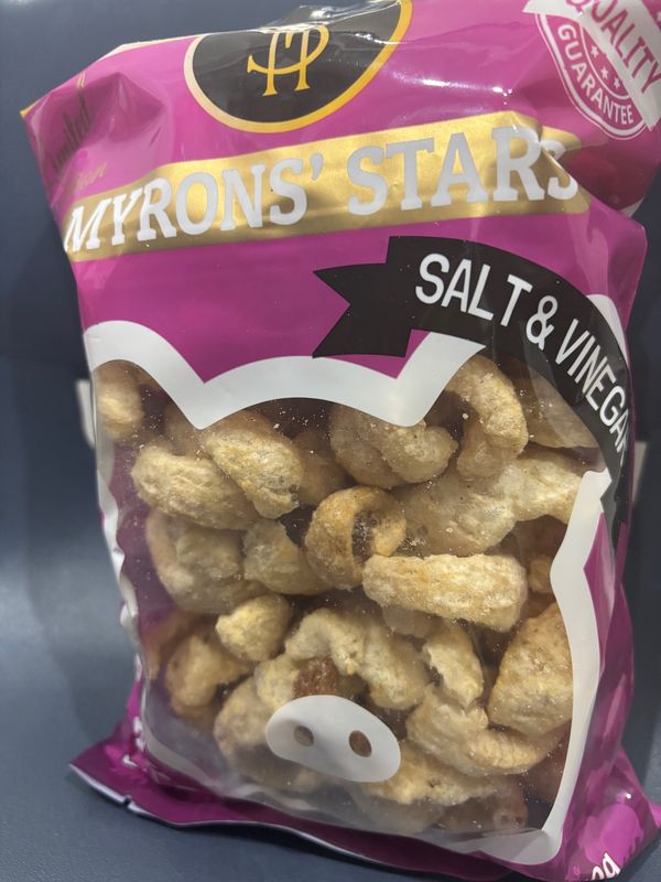 Myrons Stars Salt &amp; Vinegar Pork Crackers 150g